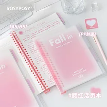 Binder Notebook A5 B5 Loose Leaf Transparent Cover Gradient Color Memo Note Diary Office School Korean Stationery