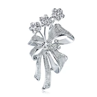 bow brooch pins shiny rhinestone flower bowknot brooches for women girls vintage fashion wedding party bouquet diy jewelry
