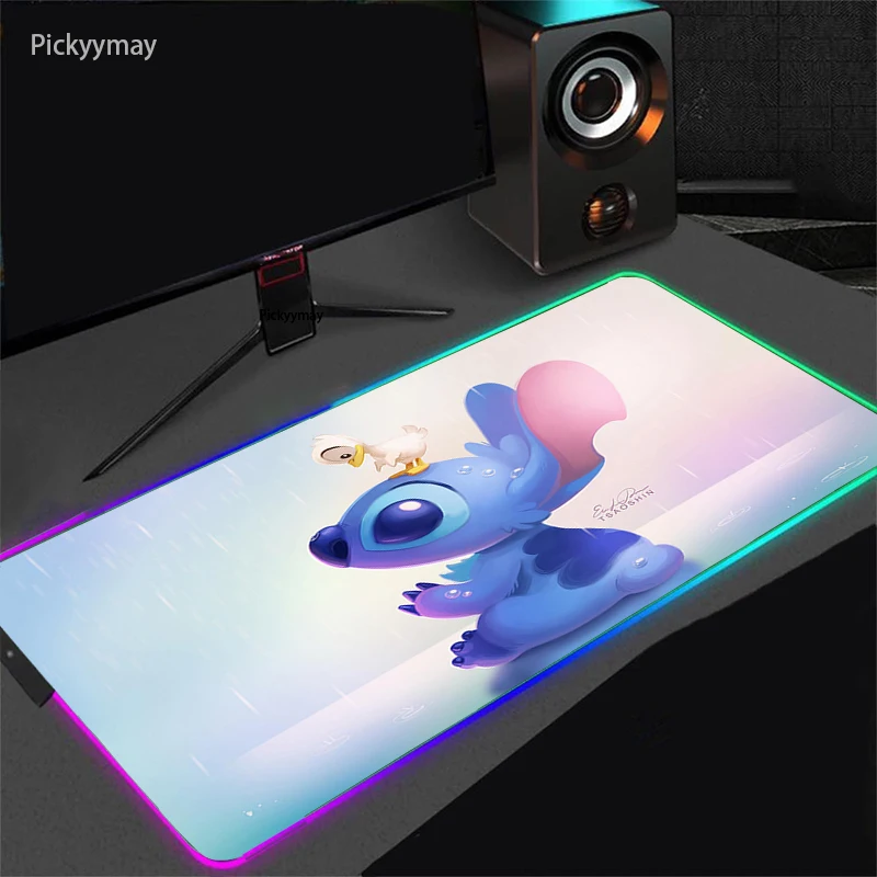 

Stitch RGB 900x400 Rubber Gaming RGB Mouse Pad LED With Backlight Laptop Keyboard Mat Anti-slip Cartoon Cute Mousepad CS GO LOL