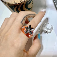 new rings for women girls resin retro fruit trawberry creative cartoon adjustable fashion korean jewelry luxury accessories gift