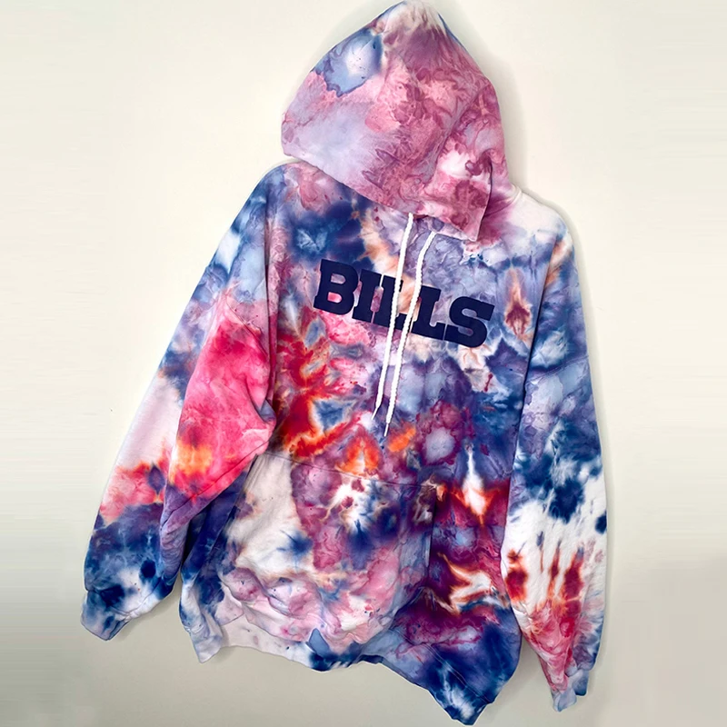 

buffalo bills Tie-dye letter print casual hooded pullover