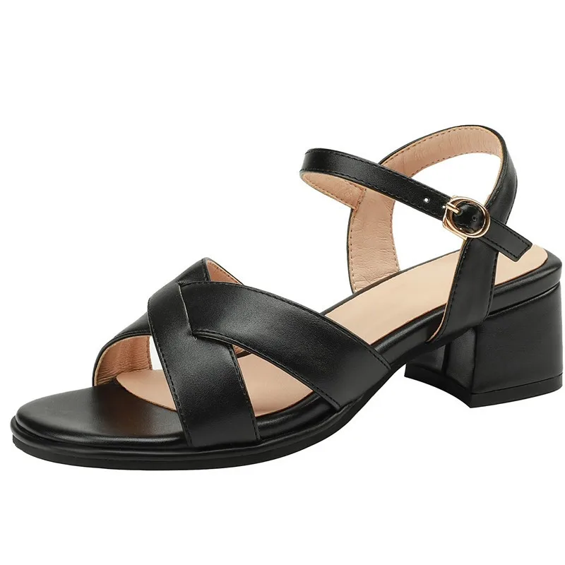 

Basic Women Sandals Fashion Retro Concise Chunk High Heels Office Ladies Casual Shoes Woman Summer New Arrival Pumps
