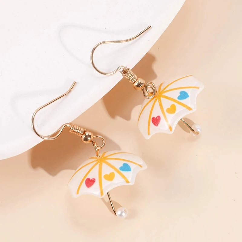 

Korean Cute Umbrella Drop Earrings Colored Rainbow Umbrella Dangle Earring For Women Girls Funny Pendant Jewelry Accessories
