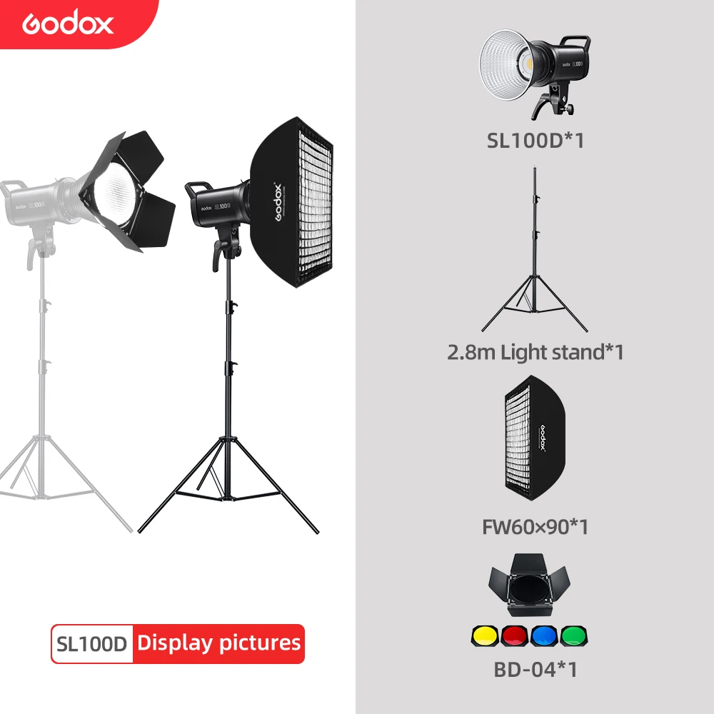 

Godox SL100D SL-100D 100W 5600K белая версия ЖК-панель светодиодный светильник непрерывный выход Bowens Mount Studio светильник