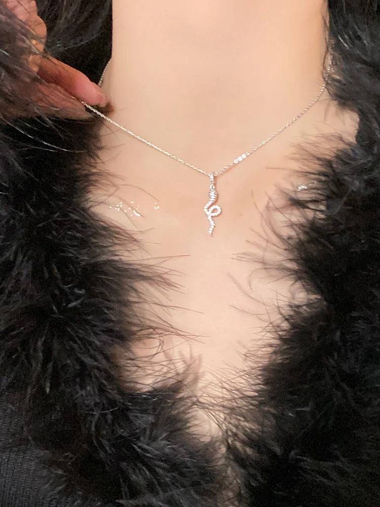 S925 Серебряное ожерелье Змеевидный кулон