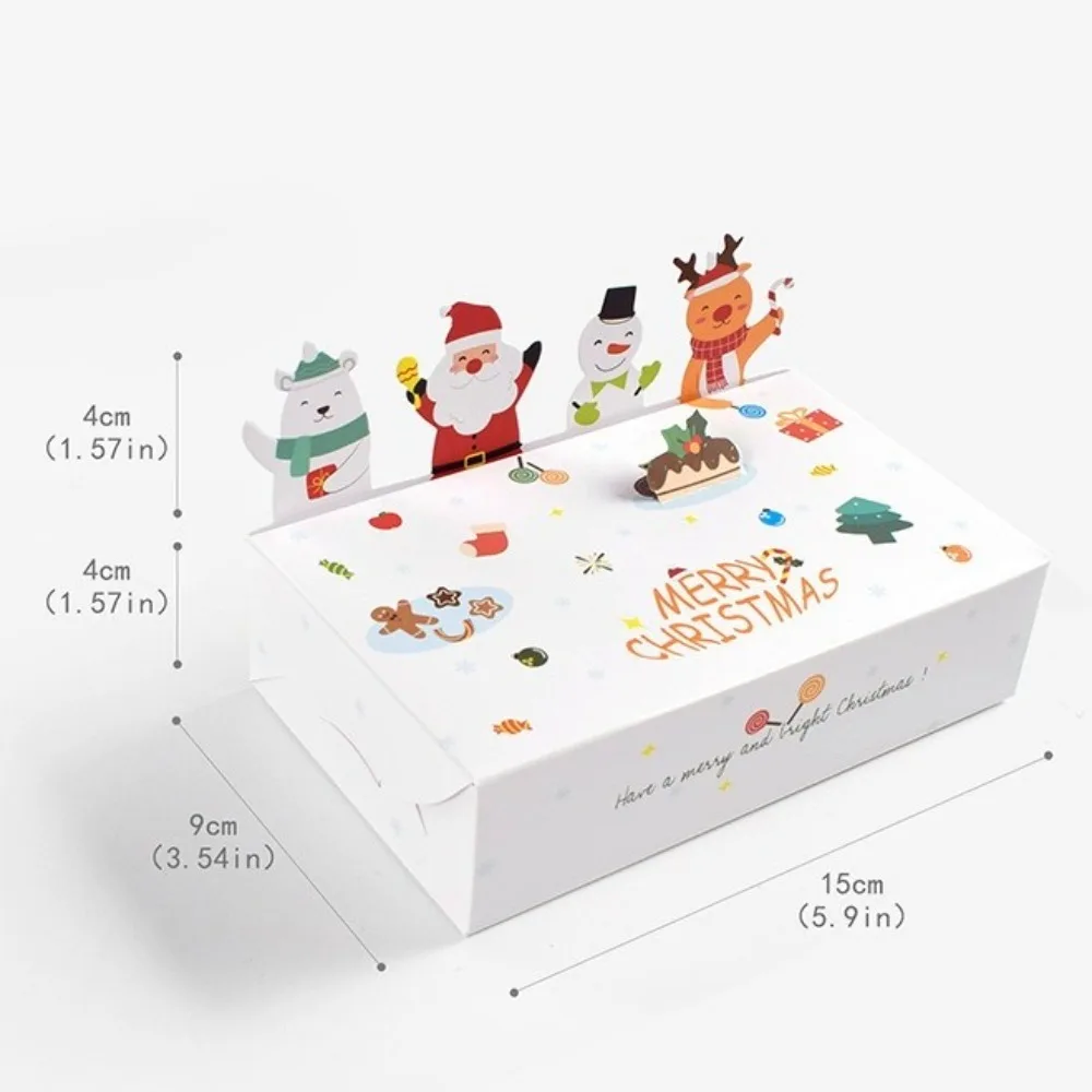 10 шт. коробки из крафт-бумаги с Рождеством 3D складной футляр для конфет ручной