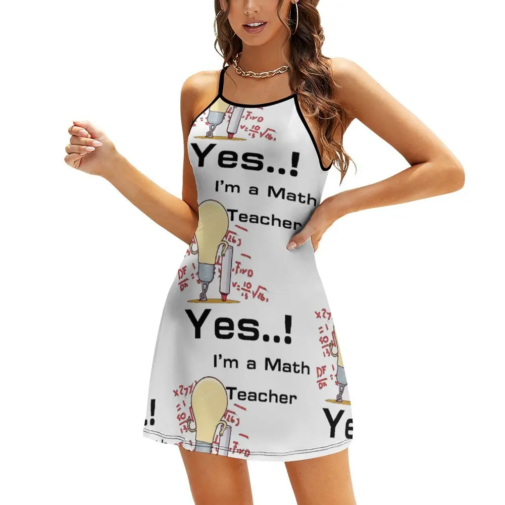 

Sexy A Simple Question Math Teacher 1 Women's Sling Dress Funny Joke Clubs Woman's Gown Dresses Graphic Cool