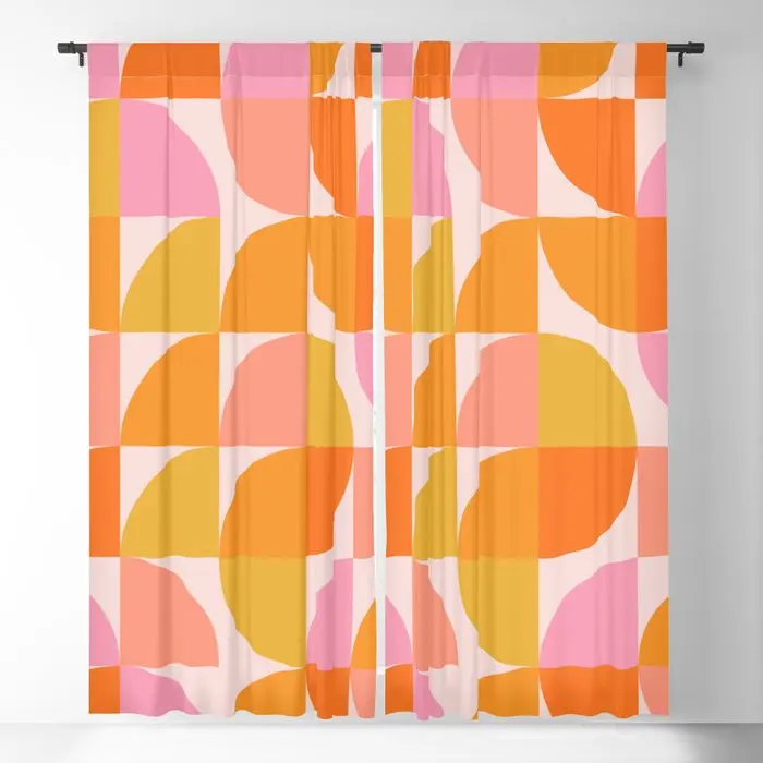 

Розовые и оранжевые затемняющие шторы с геометрическим рисунком, оконные шторы с 3D принтом для спальни, гостиной, декоративные оконные шторы