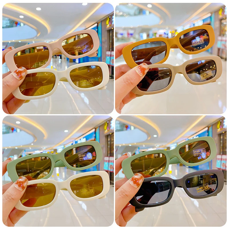 

Children Cute Sunglasses Outdoor UV400 Kid Eyewear Cartoon Boy Girl Sun Protection Eyeglasses Vintage Frosted Rectangle Sunglass