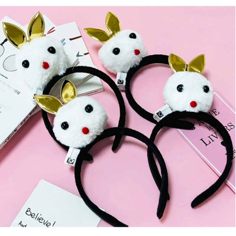 

10 Pieces Cosplay Bunny Theme LED Headband Easter Hairband Glowing Hairband