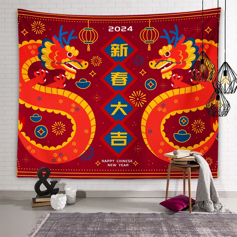 Новогодний гобелен в китайском стиле праздничное украшение на новый год