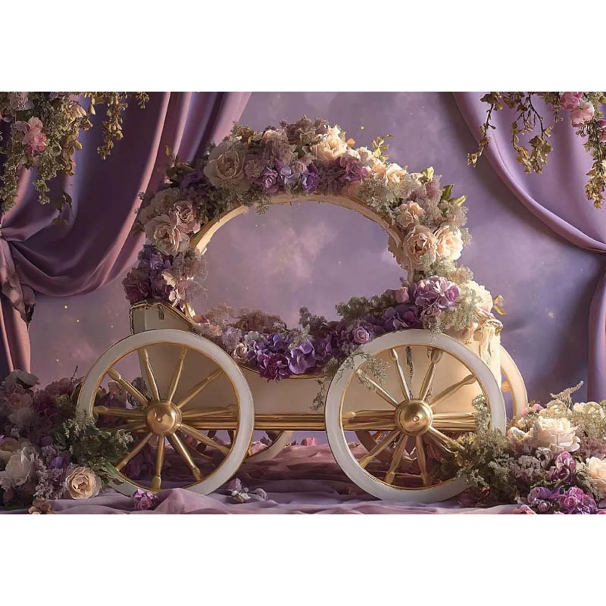 Фон Allenjoy с фиолетовыми цветами каретами