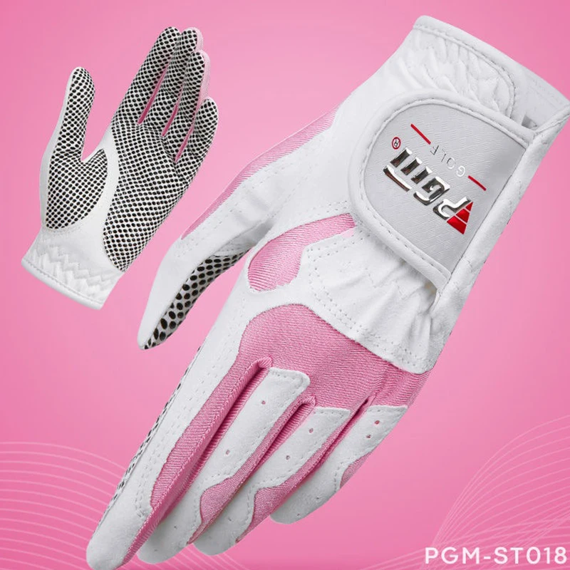 Pack 2 Pcs Golf Gloves Ladies Left and Right Hand Soft Breathable With Anti-slip Granules Golf Gloves Golf supplies