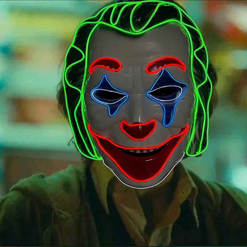 Популярная светящаяся неоновая светодиодная маска клоуна летучая мышь на