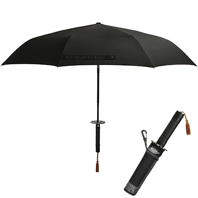 

Японский самурайский меч зонт-кинжал, роскошный прочный Ветрозащитный женский и мужской зонт от дождя, дорожный автоматический зонт для косплея с защитой от УФ-лучей