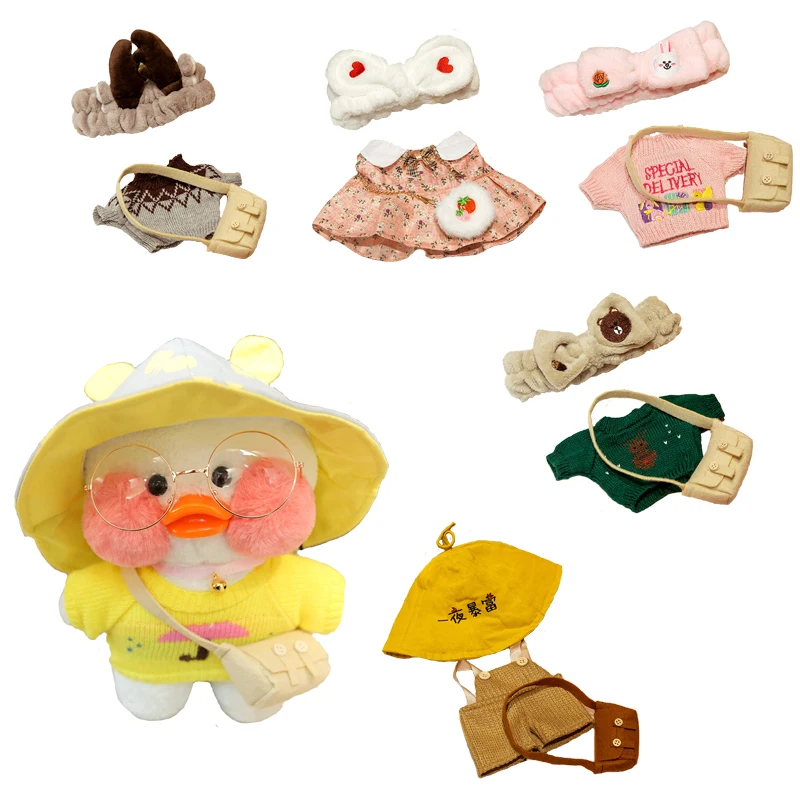 

Lalafanfan Duck Clothes for Duck 30 Cm Doll Accessories Plush Toy With Clothes Headband Bag Soft Stuffed Toys For Children Girls
