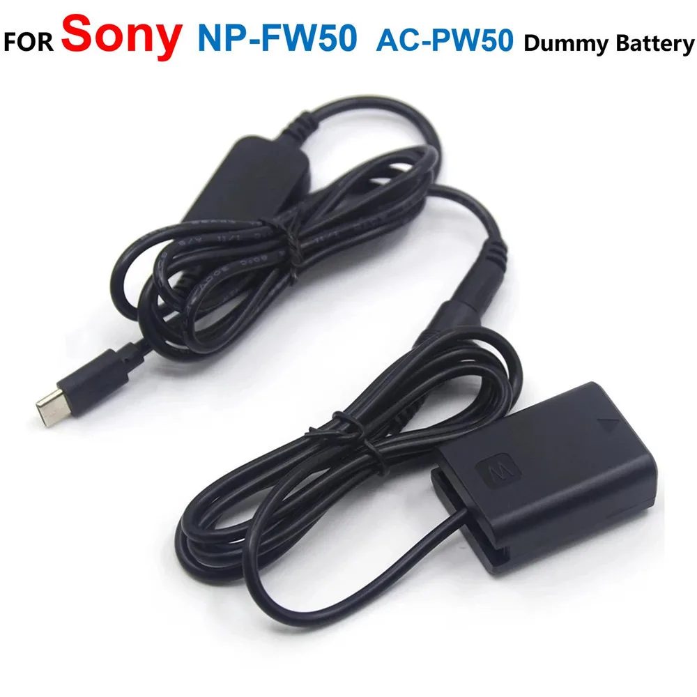 Аккумулятор-пустышка NP-FW50 AC-PW20 + кабель-адаптер USB C Power Bank для Sony ZV-E10 A7M2 A7II A7S2 A7R A7RII