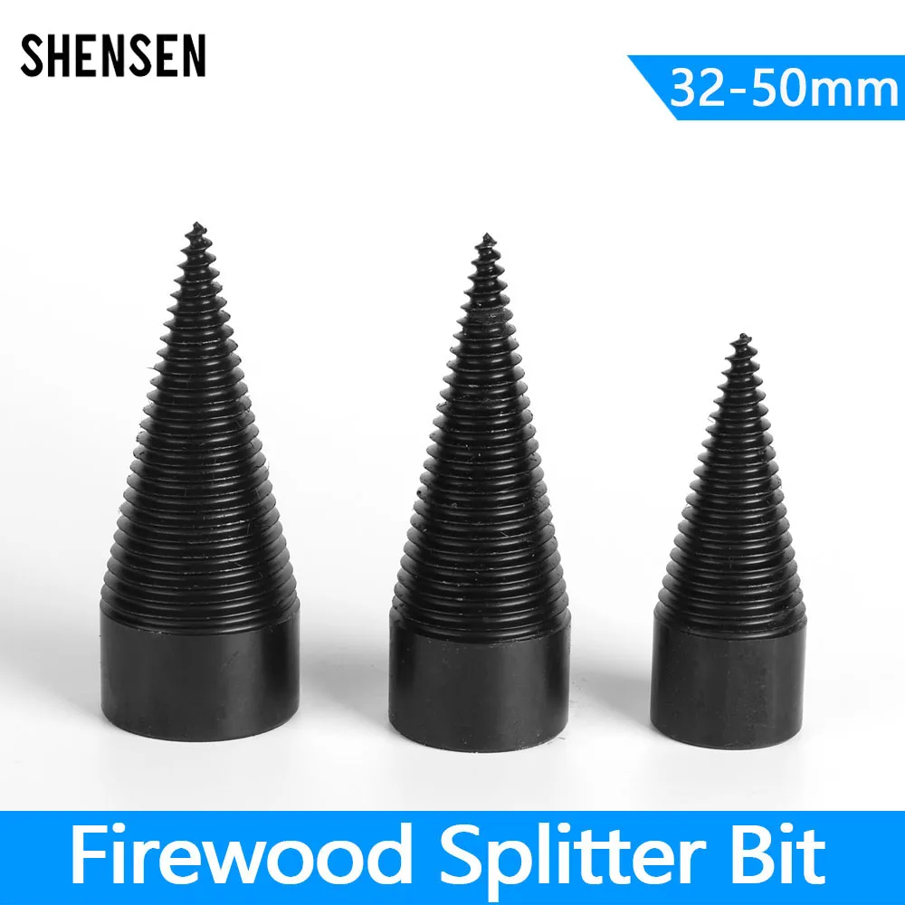 

1Pcs 32/38/42/50mm Firewood Splitter Cone Drill Bit Round Hex Square Shank Wood breaker Split Woodworking Tools