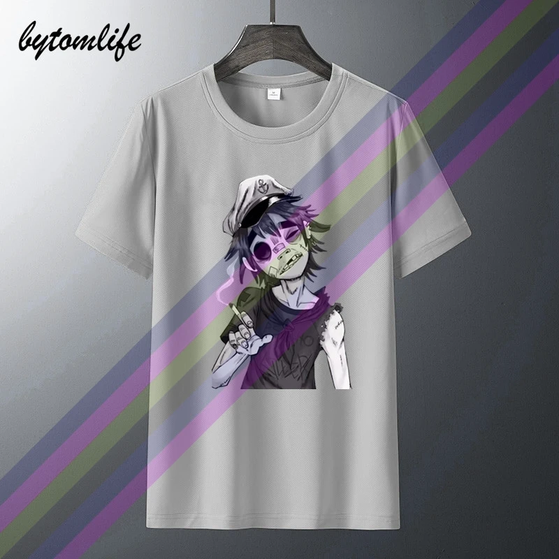 Модная футболка рок-группы Gorillaz с круглым вырезом и коротким рукавом |
