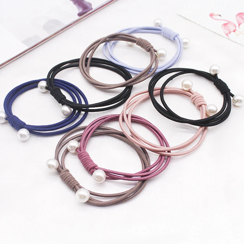

1PC Fashion Pearl Elastic Hair Bands Three-layer Hair Ring Ponytail Holder Headband Rubber Band For Women Girls Hair Accessories