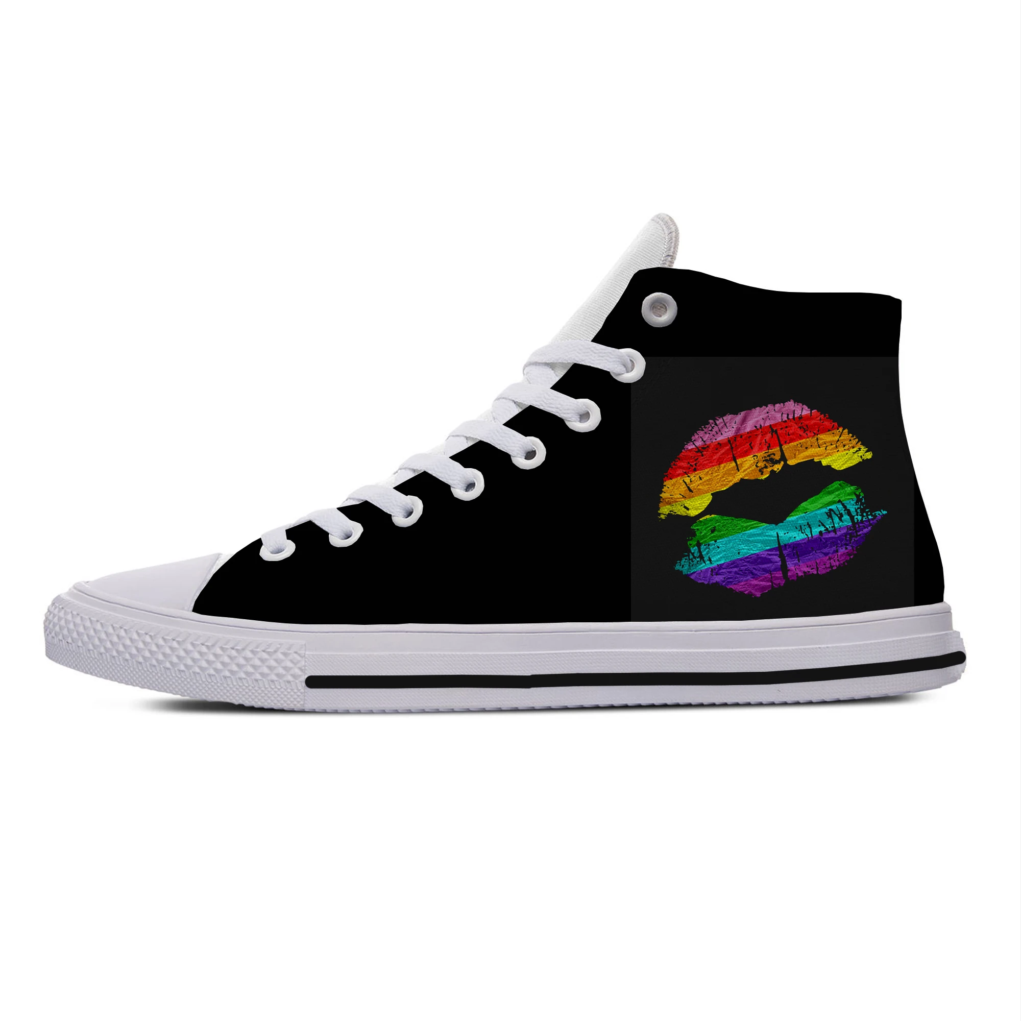 

Glitter Rainbow Pride Flag Novelty Design Harajuku High Top Canvas Shoes Men Women Summer Casual Sneakers Classic Board Shoes