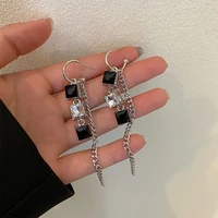 fashion geometric womens earrings metal chain tassel earrings rhinestones hook pendant crochet earrings jewelry 2022