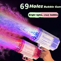 bubble gun 6469 holes rocket soap rocket bubbles machine gun shape automatic blower outdoor games toys for kids childrens gift