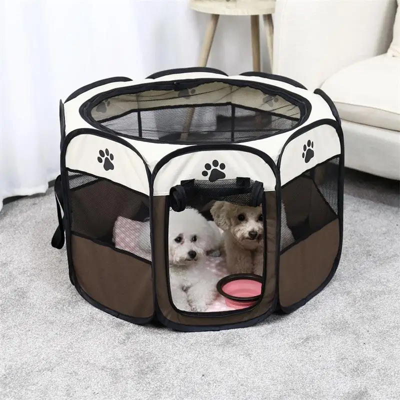 

Cat Tent Octagonal Pet Fences Kennel Folding Cat House Breathable Corral Animal Teepee Enclosure Puppy Cage Playpen Dog Products
