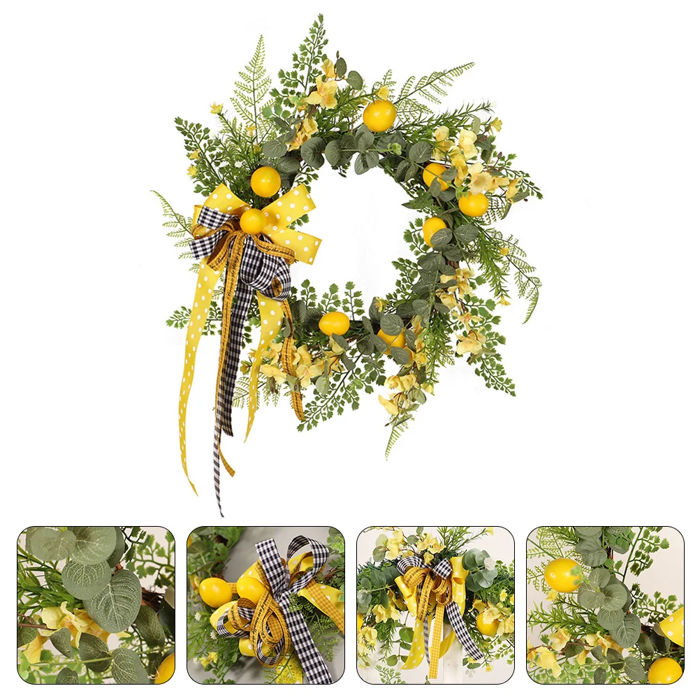 

Lemon Wreath Front Door Summer Artificial Window 50X50X6CM Adornment Silk Flower Hanging Festival Garland