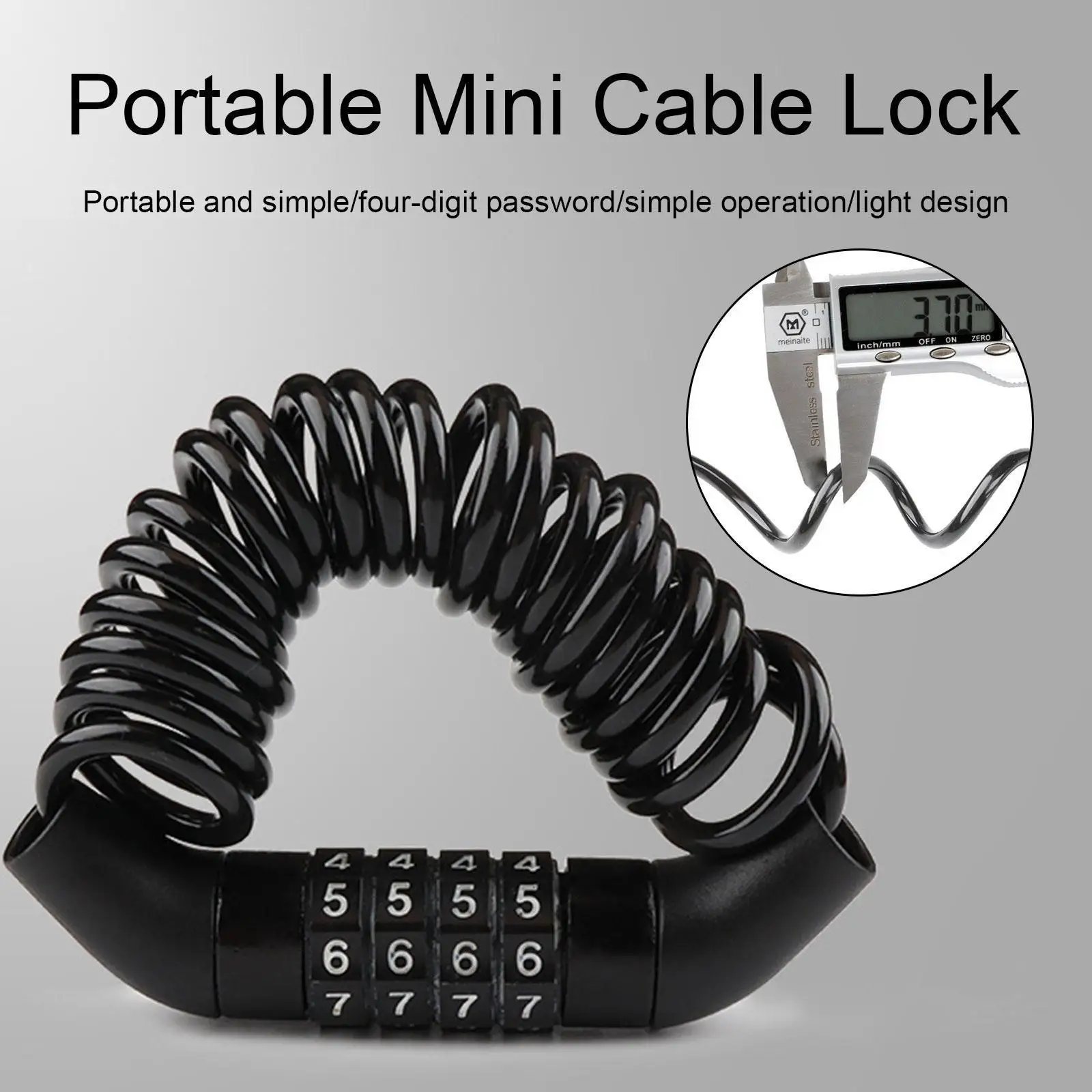 

Прочный замок для шлема, цепочка с 4-значным паролем, комбинированный портативный велосипедный Противоугонный кабель, замок для мотоцикла, ...