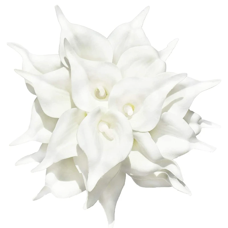 

100 шт., Искусственные белые каллы-Лилии из мягкого латекса