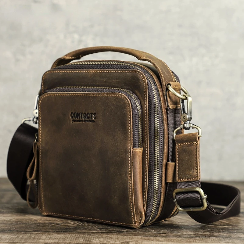 

Casual men's shoulder bag, multi-function men's shoulder cross-body bag, multi-compartment zipper bag, hand-held men's bag