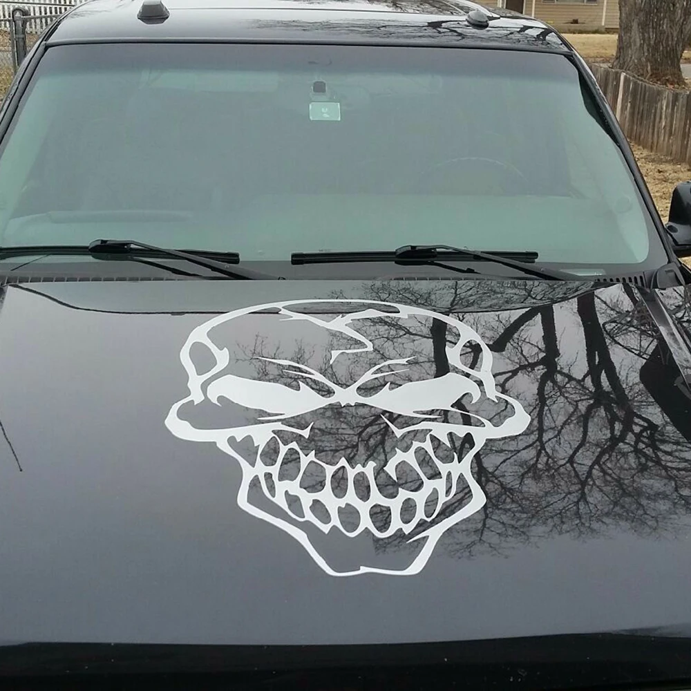 Виниловая наклейка на капот автомобиля с большим черепом V2 для грузовиков
