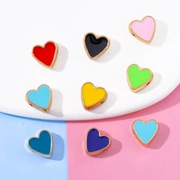 20pcs 10mm heart alloy colorful enamel spacer beads diy necklace bracelet mobile phone chain charm for jewelry making accessoriy