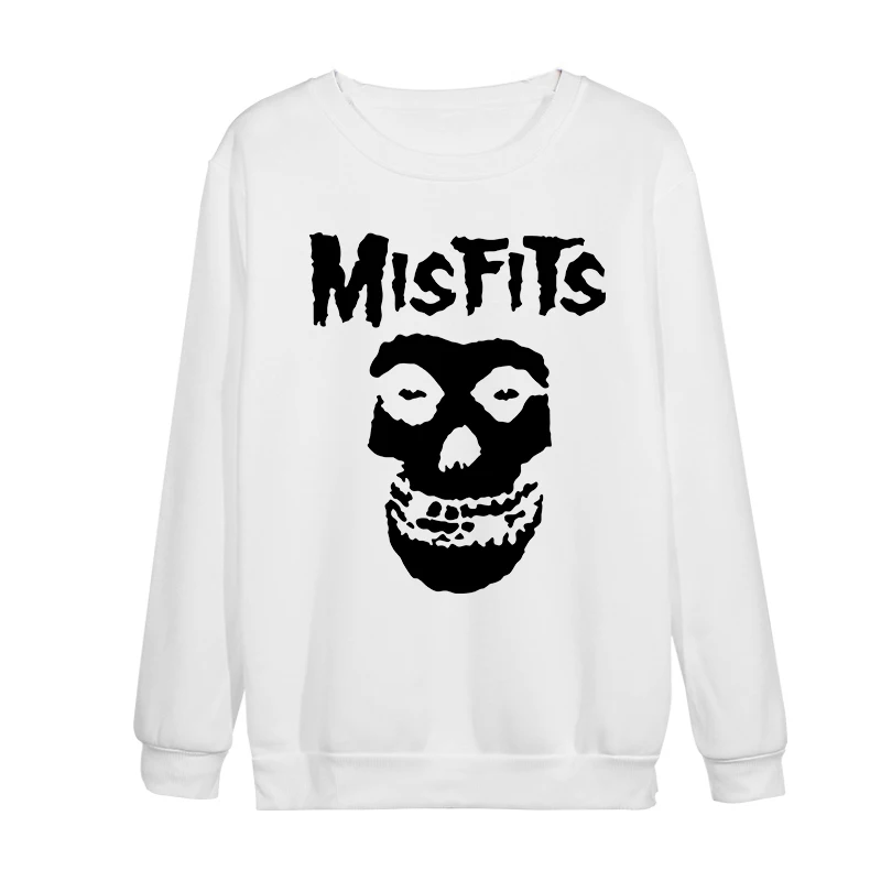 Misfits Round Collar Hoodie Skull Halloween Winter Autumn Casual Fleece Pullover Unisex Sweatshirt Fashion Streetwear
