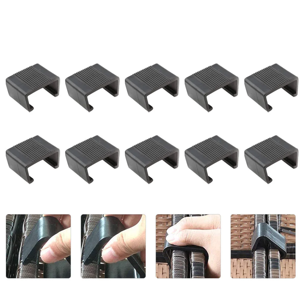 

10 Pcs Sofa Furniture Clip Sectional Connector Patio Clips Chair Rattan Wicker Fasteners Alignment Plastic Clamps Black