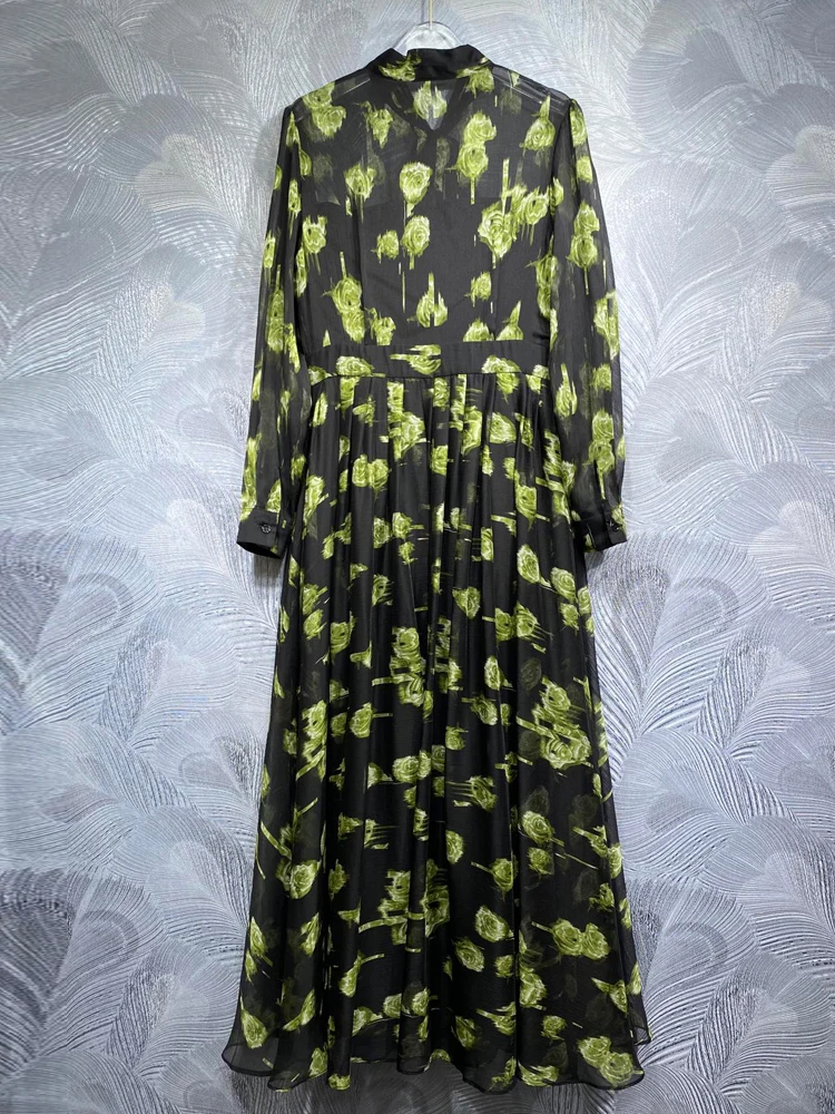 Женское шифоновое платье SEQINYY элегантное черное модельное с винтажным желтым