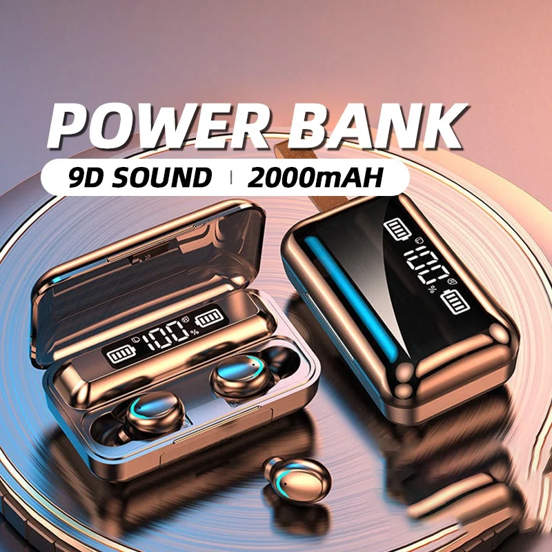 

New in Bluetooth Headphones 9D Stereo High Bass Sport Earphones Handfree Touch Control Tws Wireless Earbuds Waterproof Headset