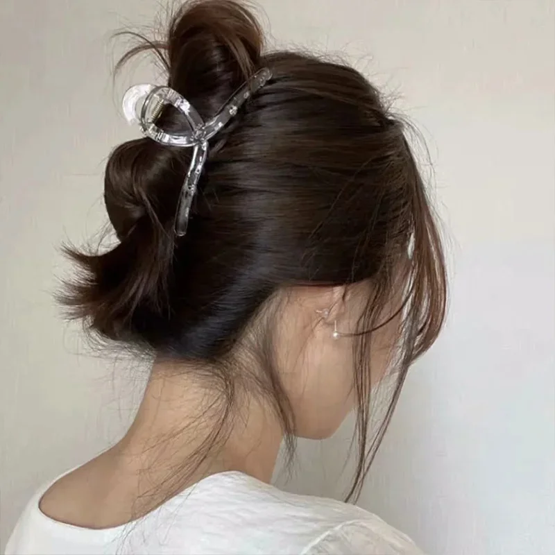 Корейские простые однотонные заколки для волос женщин модные большие акриловые
