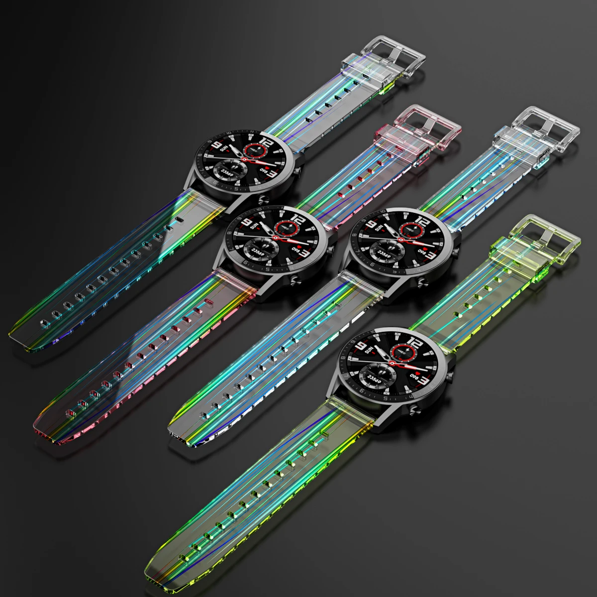 

20mm 22mm Universal Quick Release Straps for Samsung Galaxy Watch3 Transparent Glare Cool Silicone Band for Huawei Watch Gt2 Pro