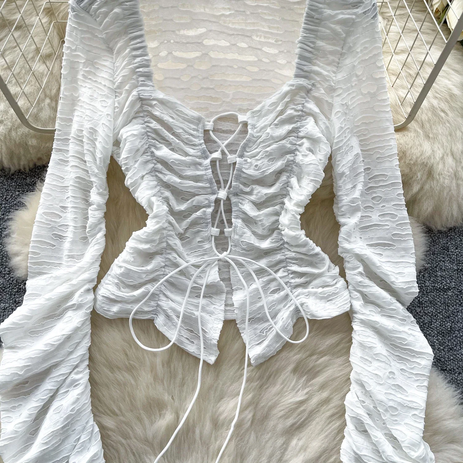 Hotsweet винтажный элегантный квадратный воротник с длинными рукавами шикарный