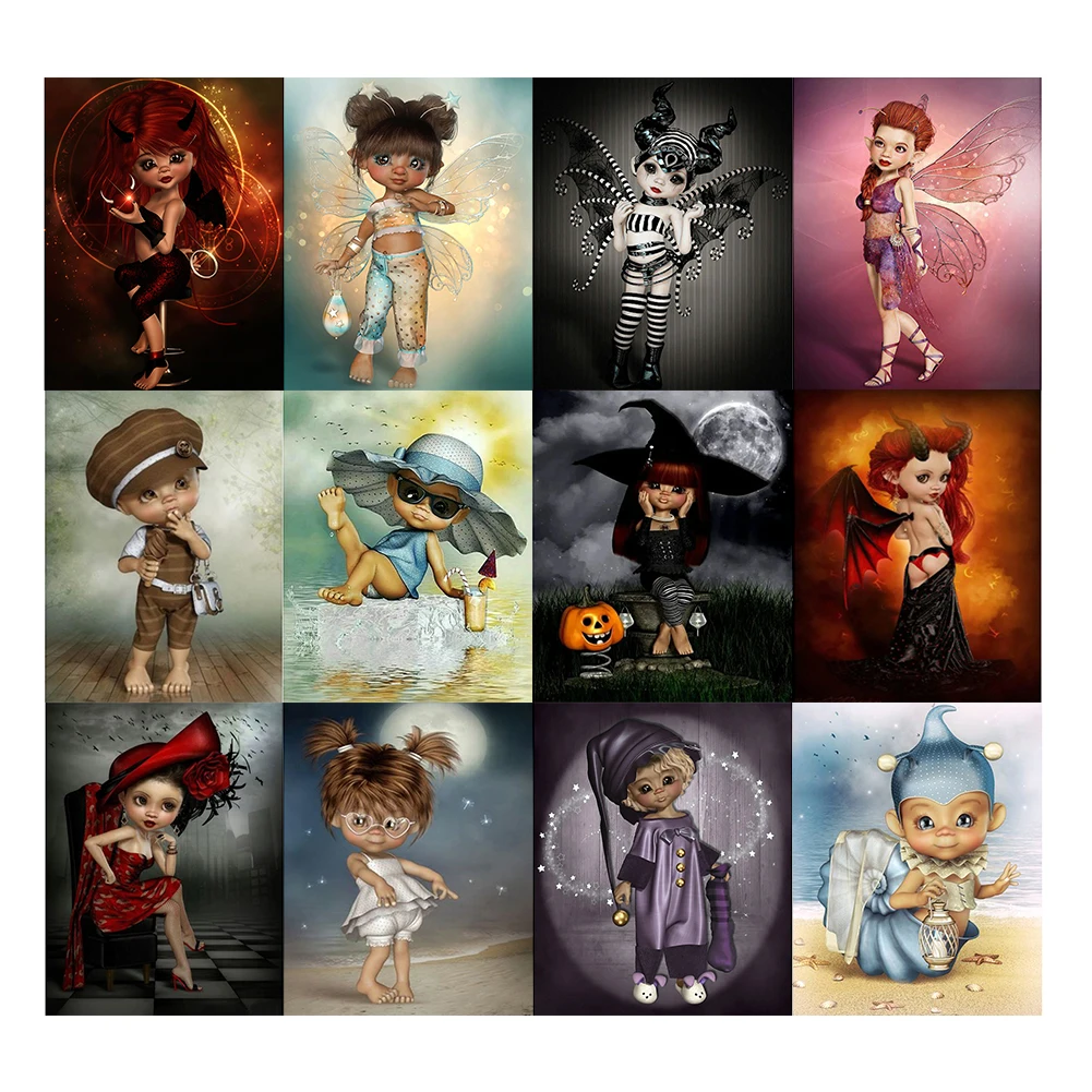 

5D Full Round Diamond Mosaic Cartoon Girl Series Mosaic Kit Picture Artwork Picture Handmade Home Decoration Friends Gift