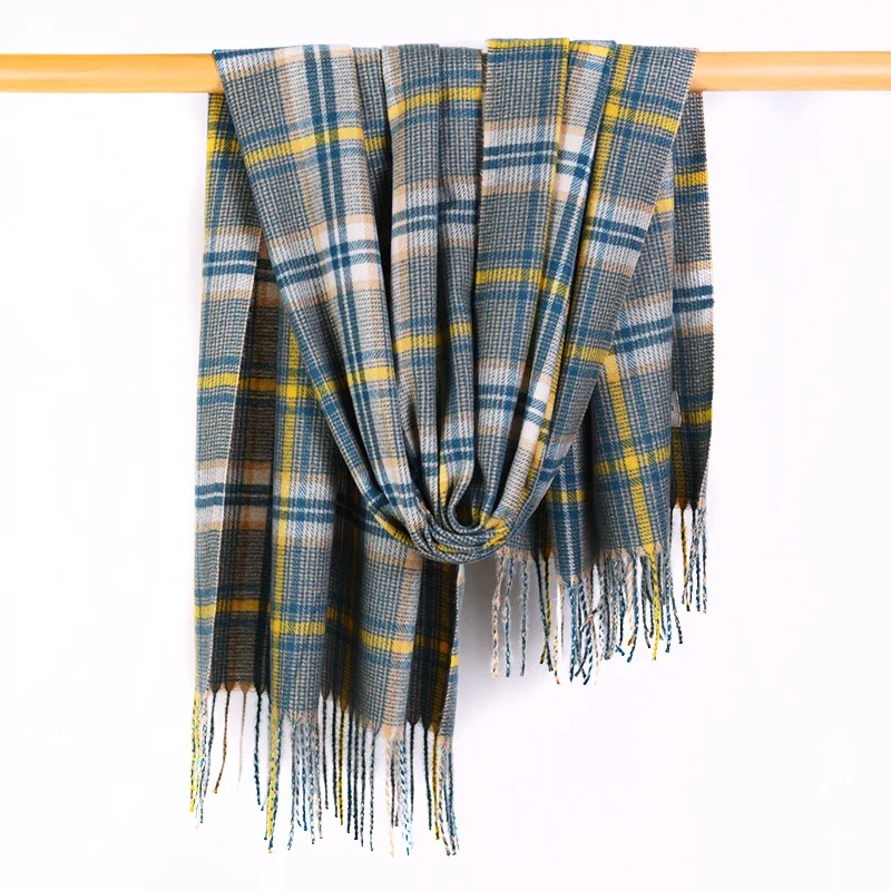 

Women Large Plaid Scarf 2022 Autumn Winter Lady Warm Wrap Shawls Fashion Imitation Cashmere British classic Style tassel Scarves