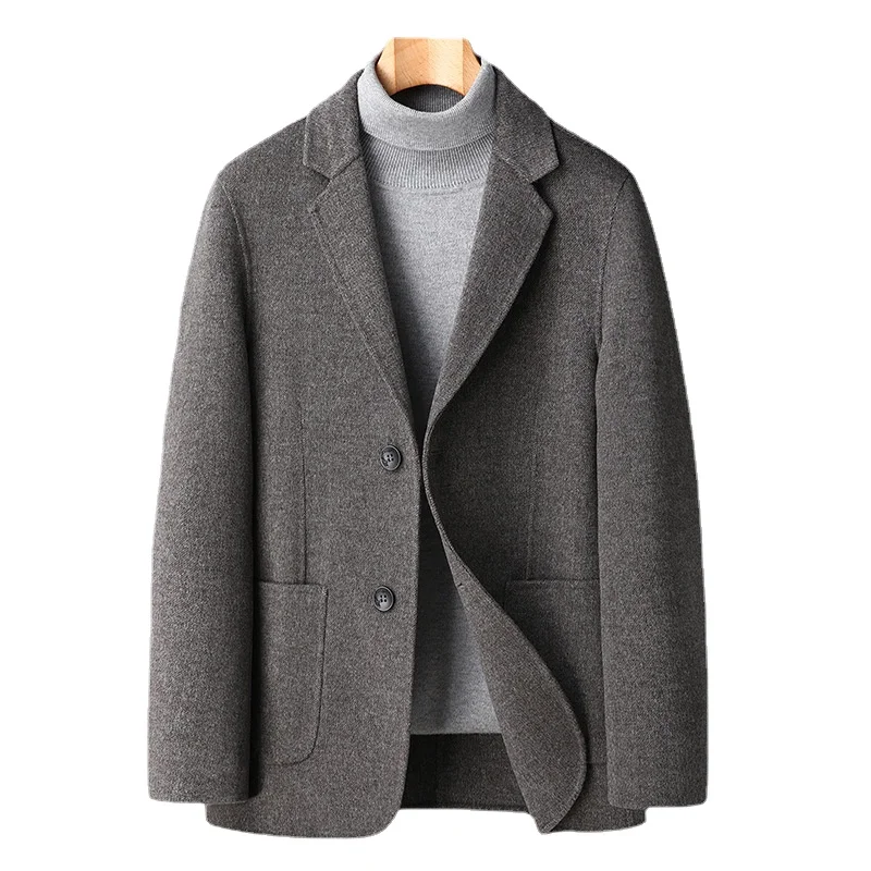 

New Arrival Fashion High Quality Autumn and Winter Leisure Short Double-sided Tweed Suit Men's Wool Coat Size M L XL 2XL 3XL