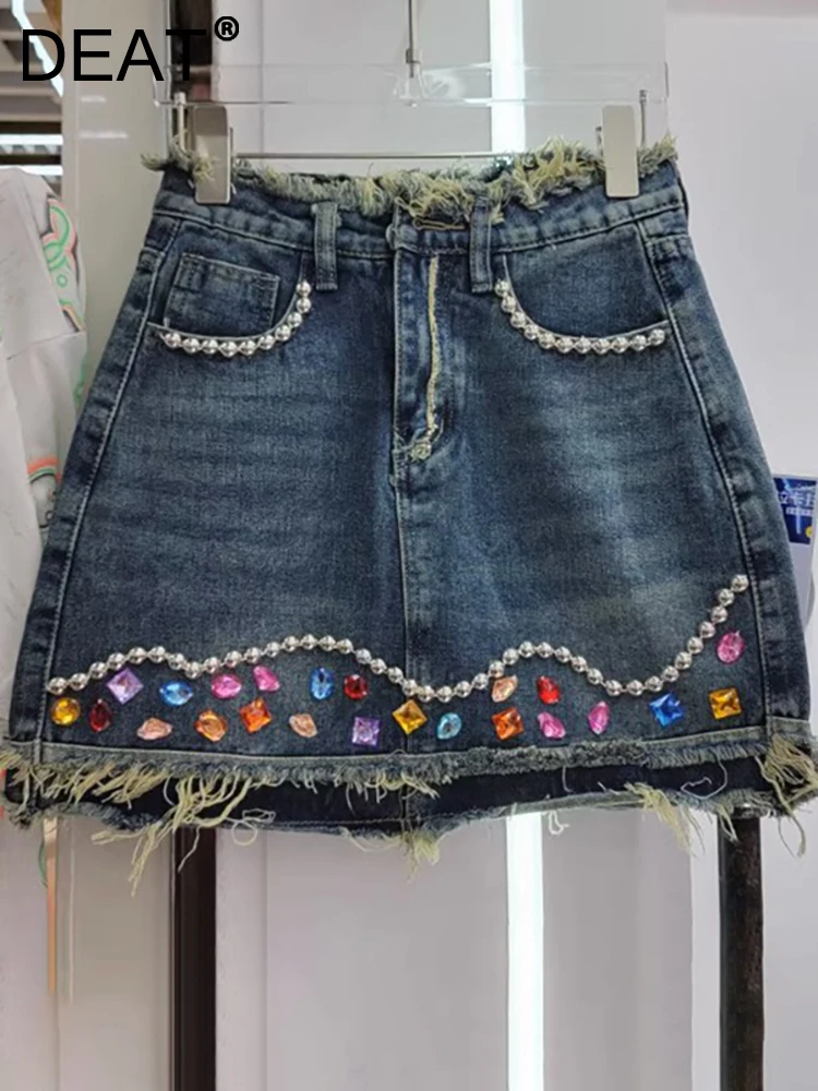 

Женская джинсовая мини-юбка DEAT, однотонная трапециевидная юбка составного кроя с завышенной талией, облегающая бедра, в американском стиле ретро, 29L132, лето 2023