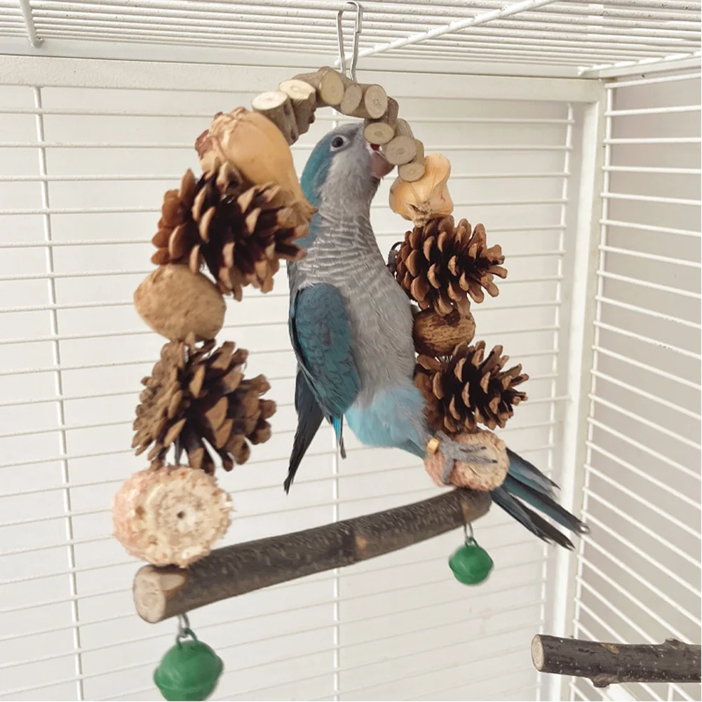 Игрушка-попугай жевательная игрушка стоячий окунь Натуральный Орех деревянный