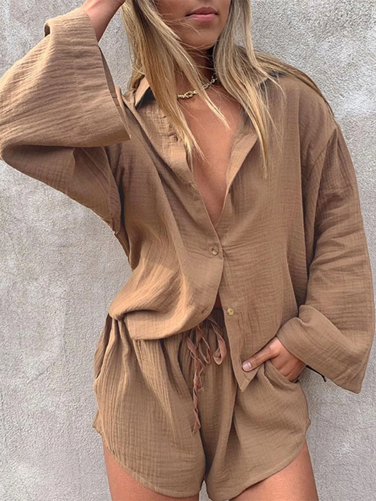 Женский Повседневный Спортивный костюм комплект из двух предметов рубашка с