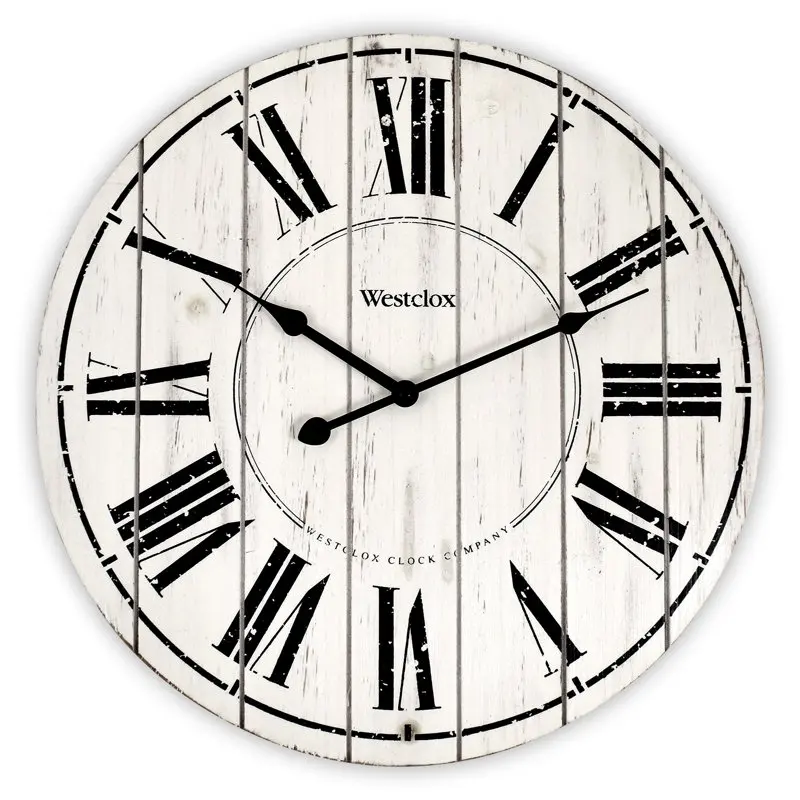 

18" Whitewash Wood Analog QA Wall Clock with Distressed Finish