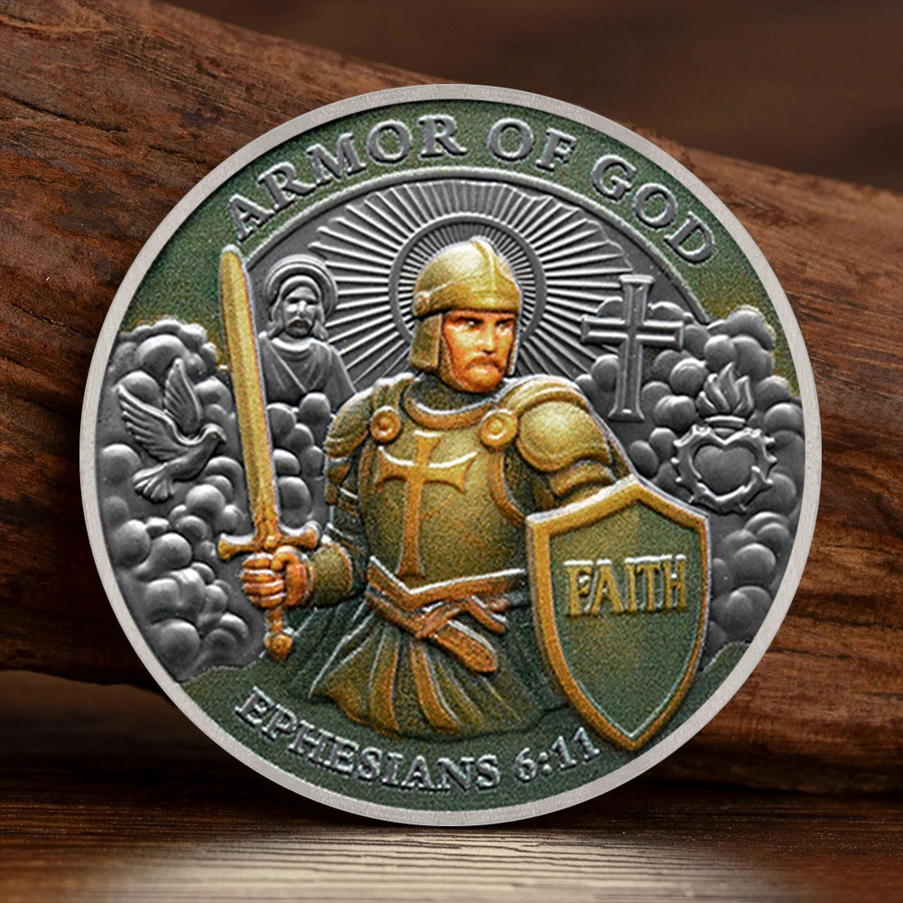 Славшая коллекция монет веры защитника, древнее посеребренное покрытие, сувенирная монета на все доспехи Бога рэй стюарт милтон кризис веры что не так с американской демократией