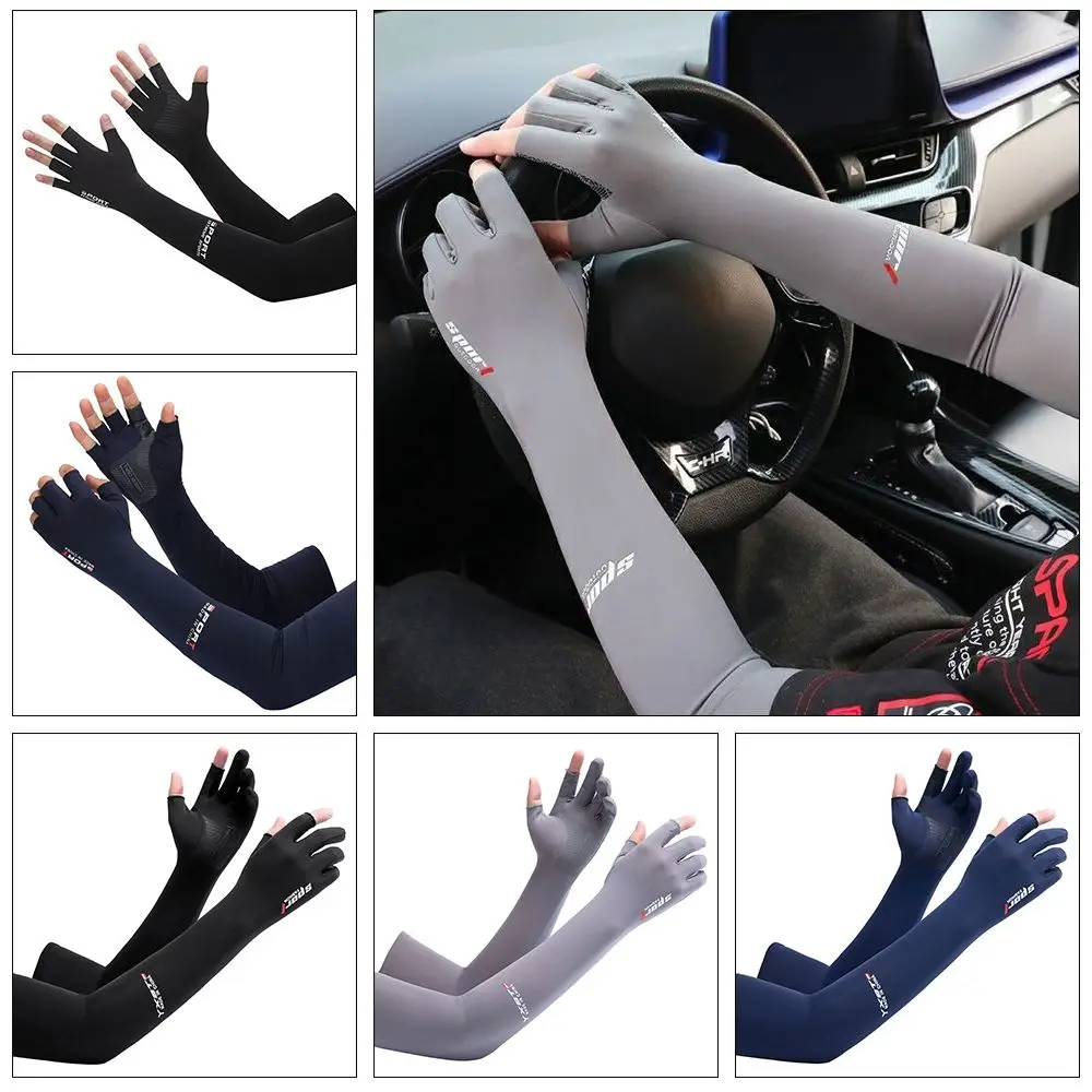 

Breathable Anti-UV Sun Protection Five-Fingers Riding Gloves Ice Arm Sleeves Ice Sleeve Armguards Outdoor Sports Accessory